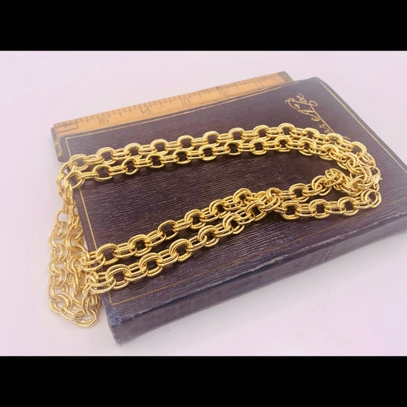 Long 35” vintage gold chain necklace new old stock double link - Picture 4 of 11